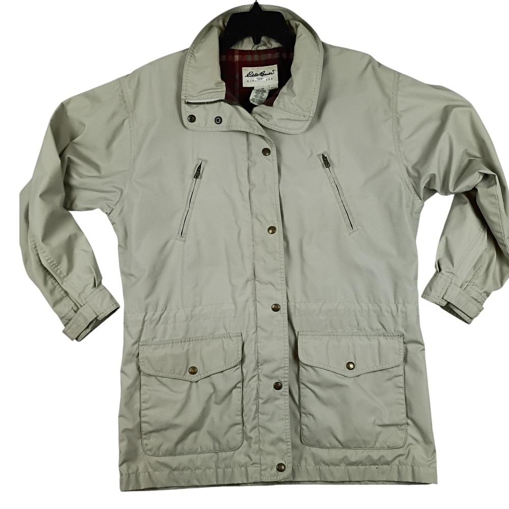 Vintage Eddie Bauer Blanket Lined Barn Jacket Women Medium Tan Utility Coat